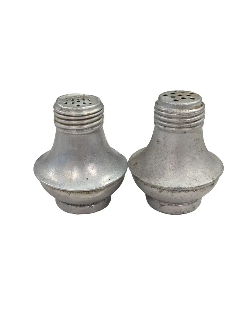 2 Mini Aluminum Salt & Pepper Shakers