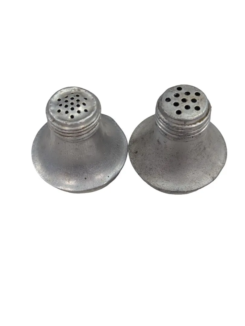2 Mini Aluminum Salt & Pepper Shakers