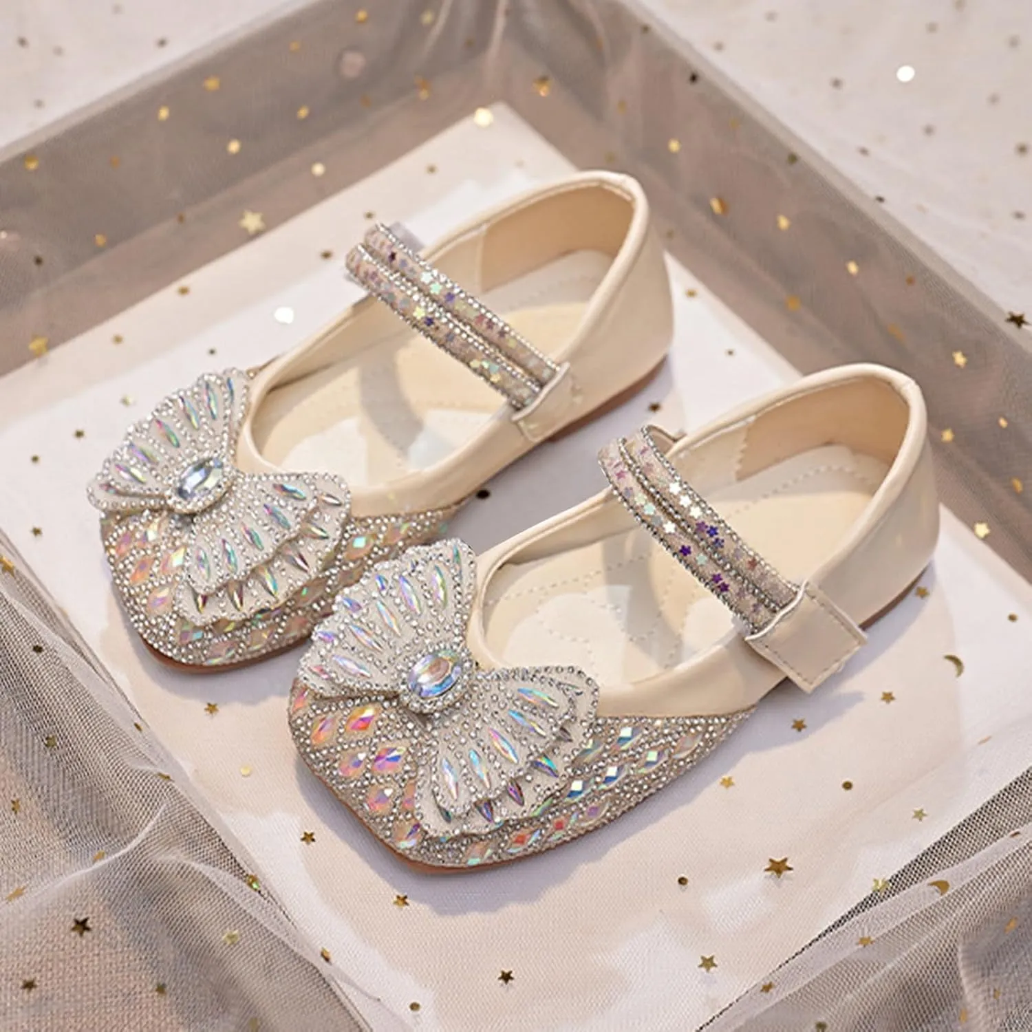 2025 Toddler Little Kid Girls Dress Pumps Glitter Sequins Bowknot Heels Dance Shoes Sandals