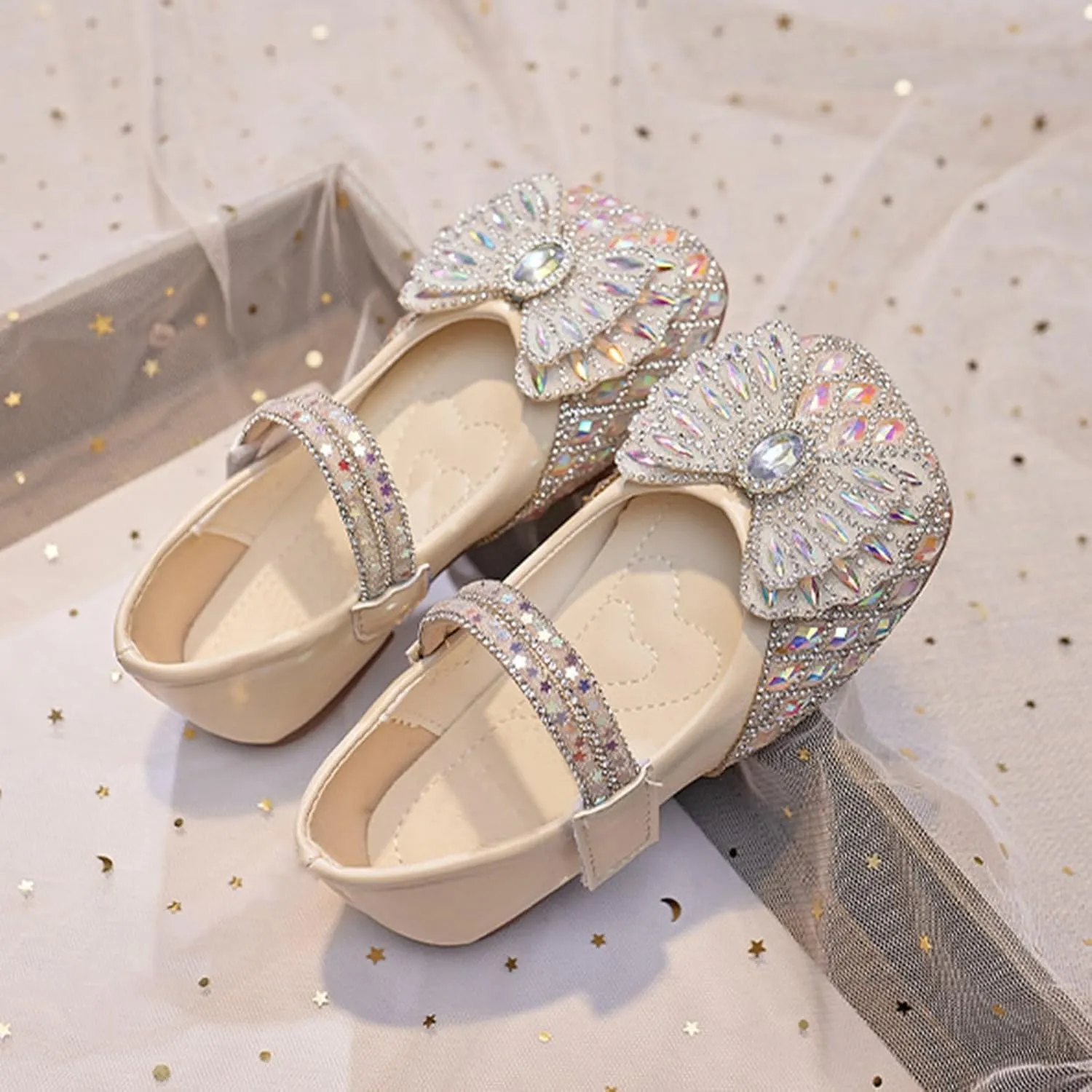 2025 Toddler Little Kid Girls Dress Pumps Glitter Sequins Bowknot Heels Dance Shoes Sandals