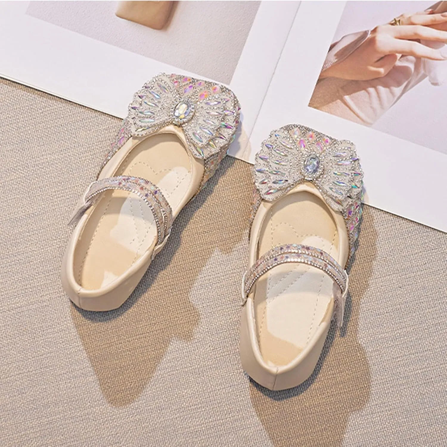 2025 Toddler Little Kid Girls Dress Pumps Glitter Sequins Bowknot Heels Dance Shoes Sandals