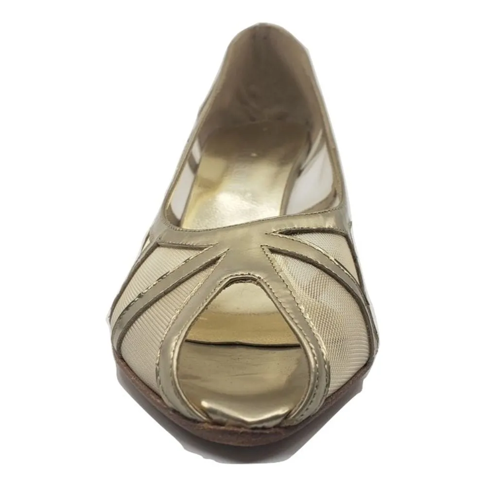 6425 Laminat Gun Gold Patent Leather and Mesh Versani Pumps