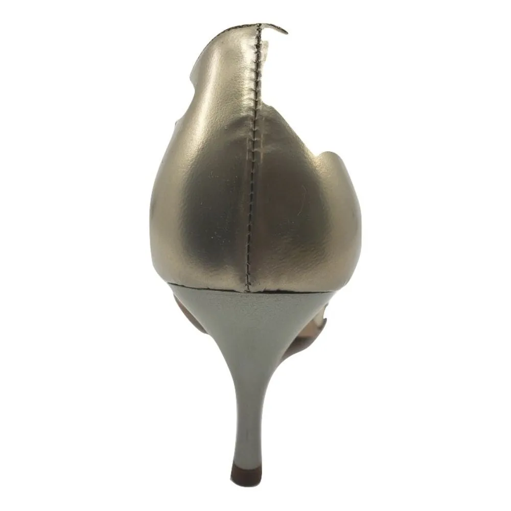 6425 Laminat Gun Gold Patent Leather and Mesh Versani Pumps