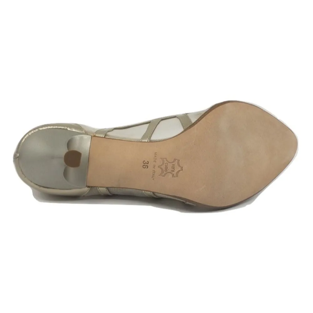 6425 Laminat Gun Gold Patent Leather and Mesh Versani Pumps