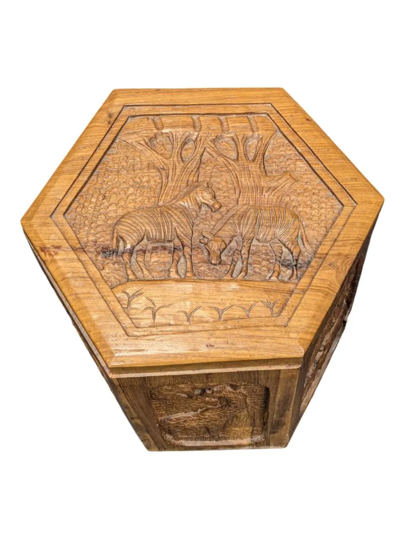 African Hand Carved Storage/Ottoman