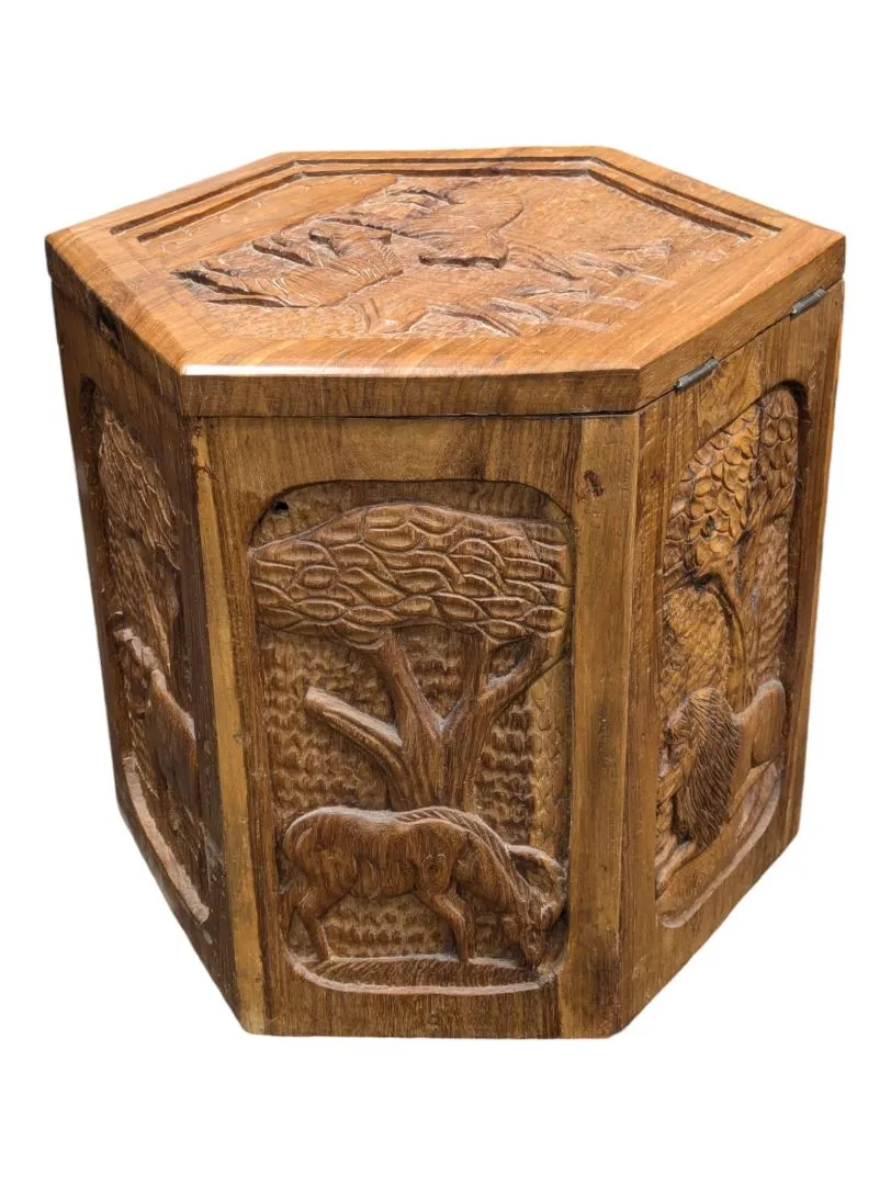 African Hand Carved Storage/Ottoman
