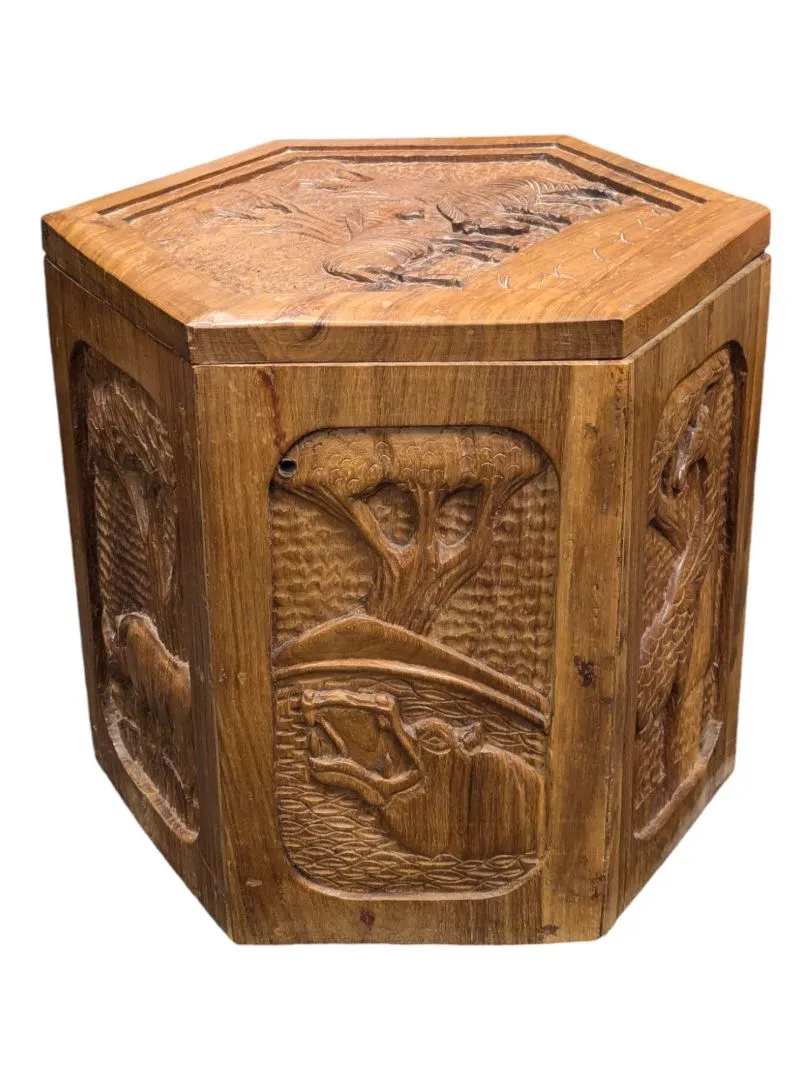 African Hand Carved Storage/Ottoman