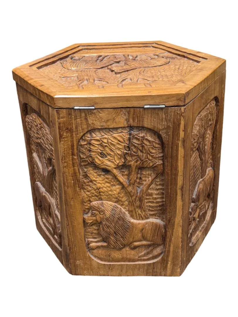 African Hand Carved Storage/Ottoman