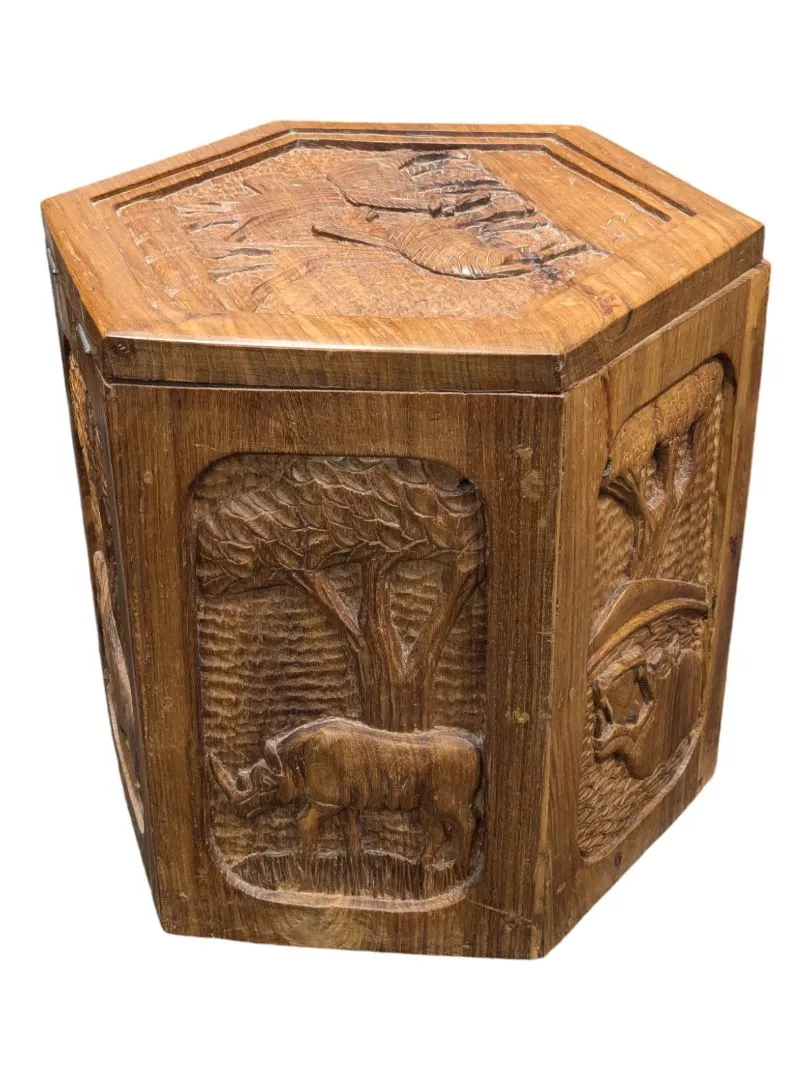 African Hand Carved Storage/Ottoman