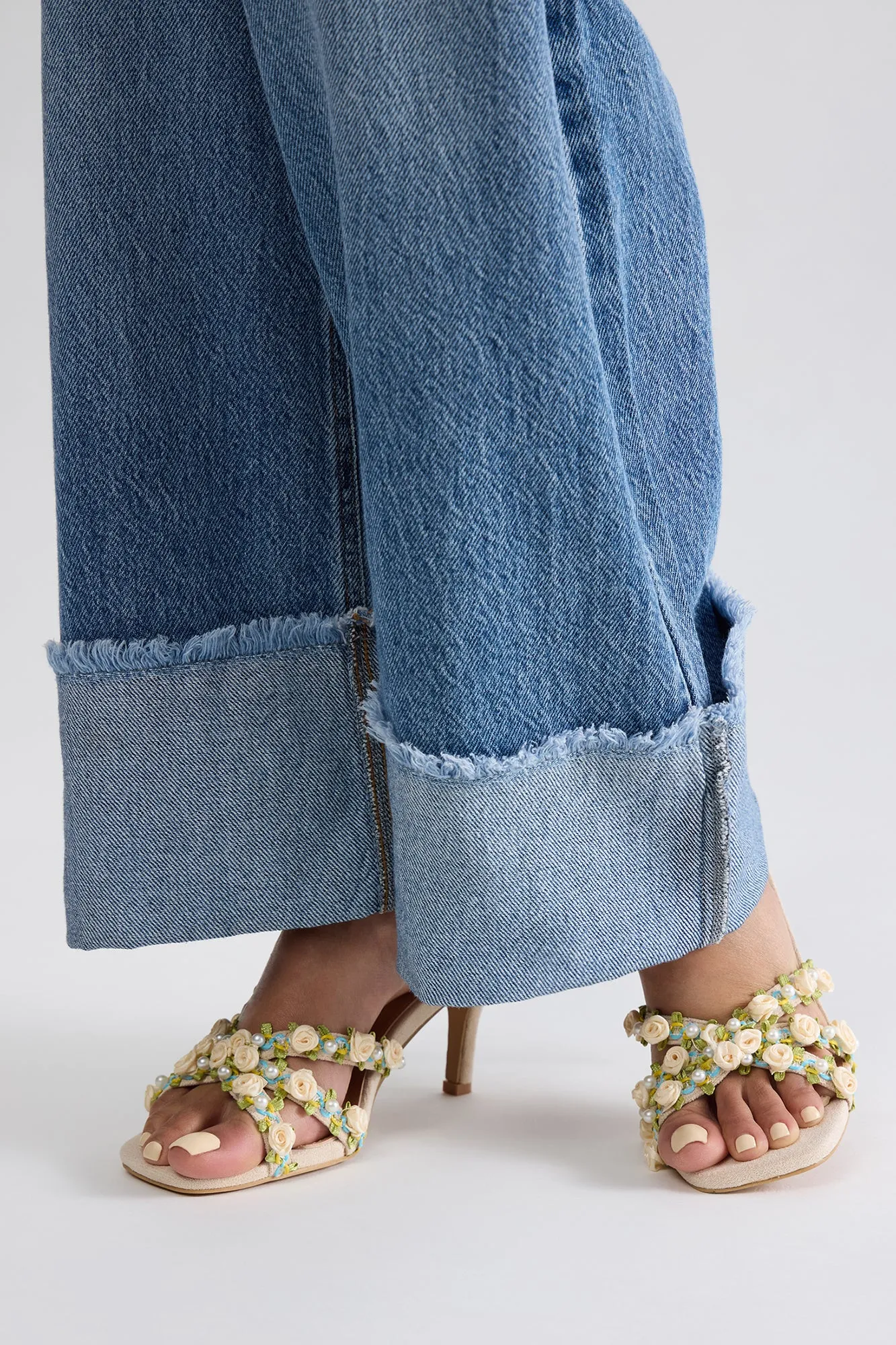 Anthea Flower Mules - Nude