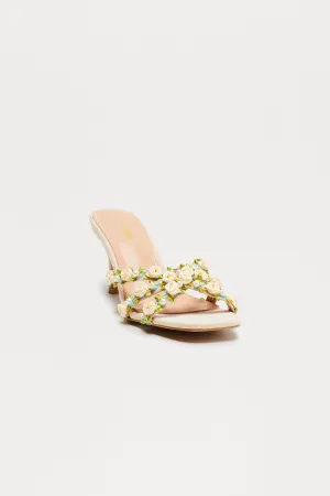 Anthea Flower Mules - Nude