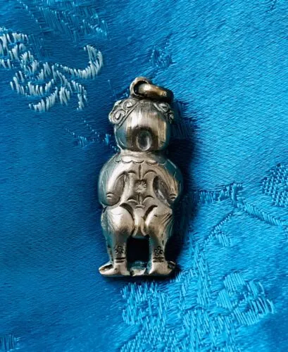 Antique Asian Sterling Silver Belkin Tribal Unusual Man Figurine Charm Pendant