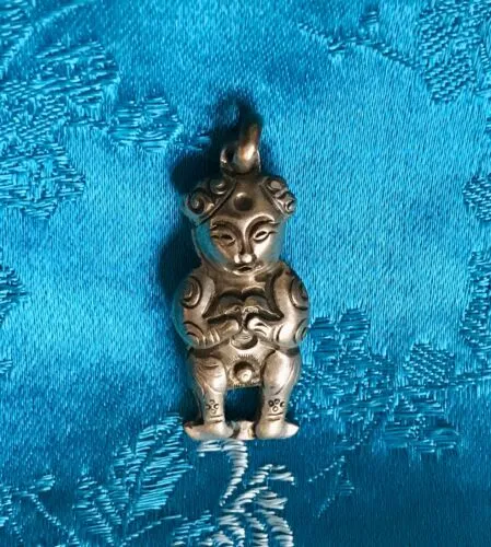 Antique Asian Sterling Silver Belkin Tribal Unusual Man Figurine Charm Pendant