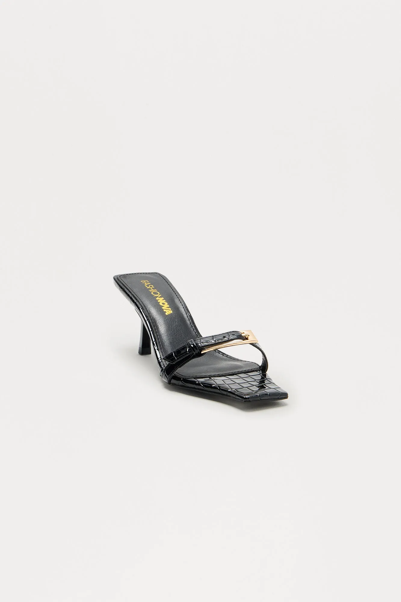 Baseline Faux Patent Croc Mules - Black