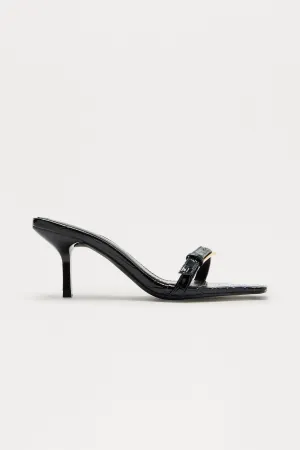 Baseline Faux Patent Croc Mules - Black