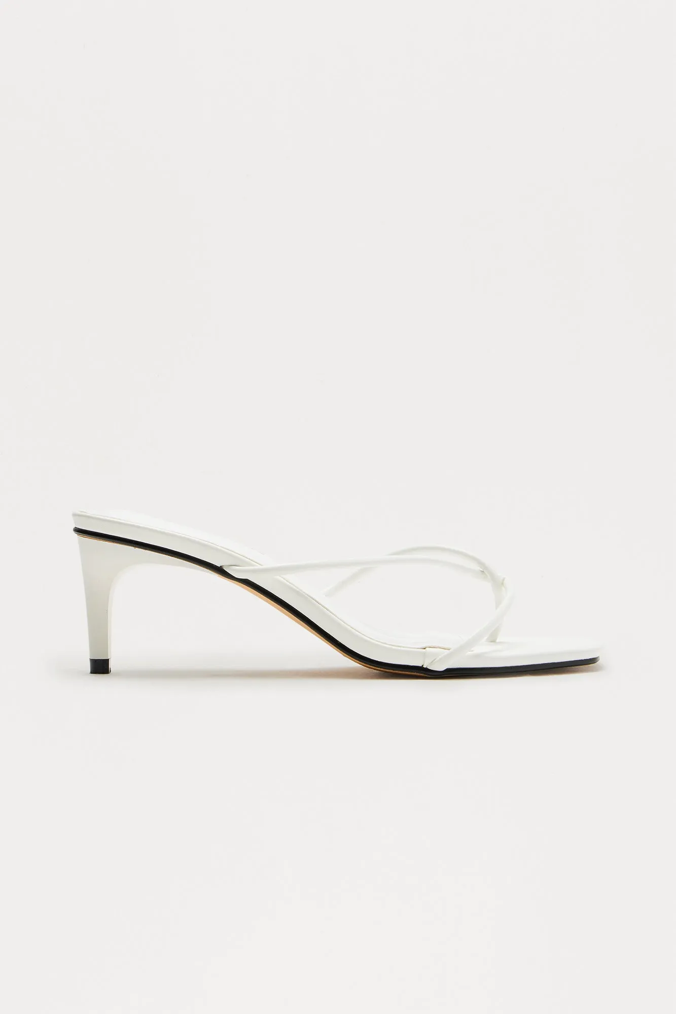 Berry Faux Leather Thong Mules - White