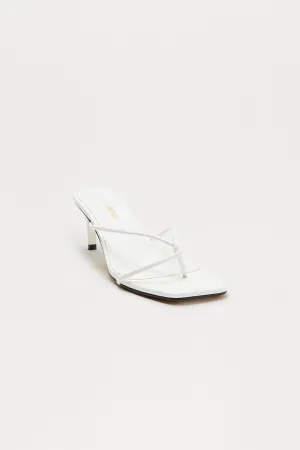 Berry Faux Leather Thong Mules - White