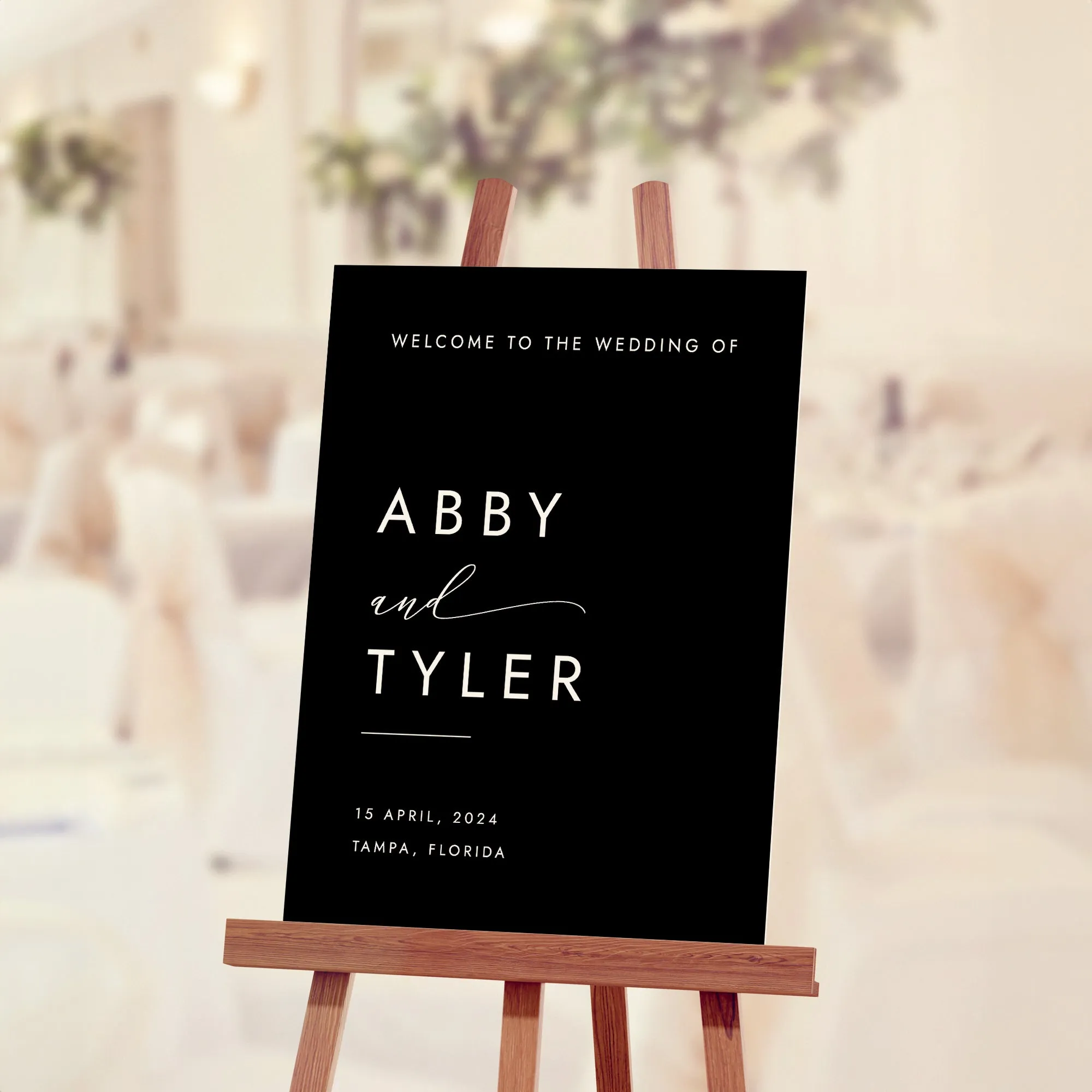 Black Minimalist Wedding Welcome Sign