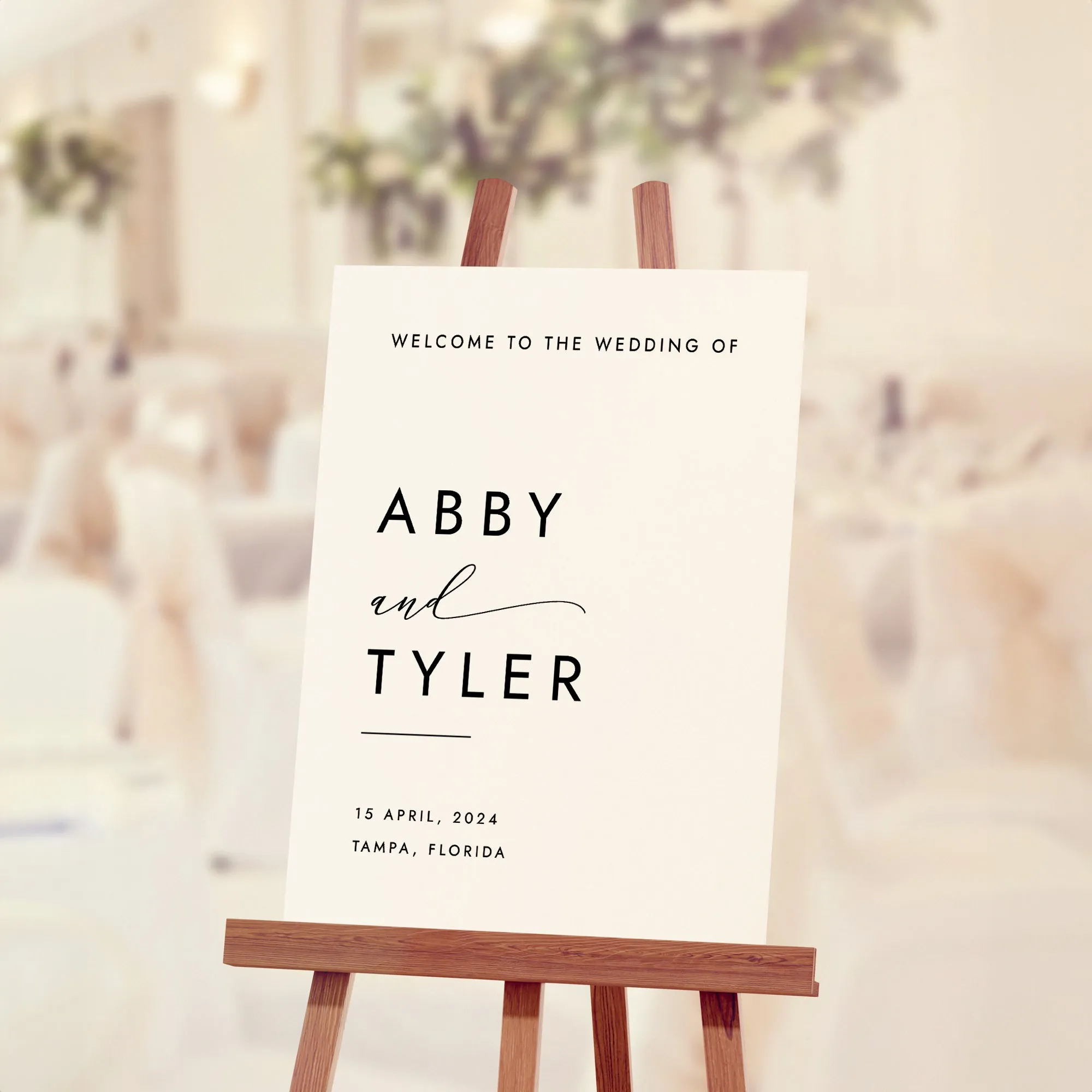 Black Minimalist Wedding Welcome Sign