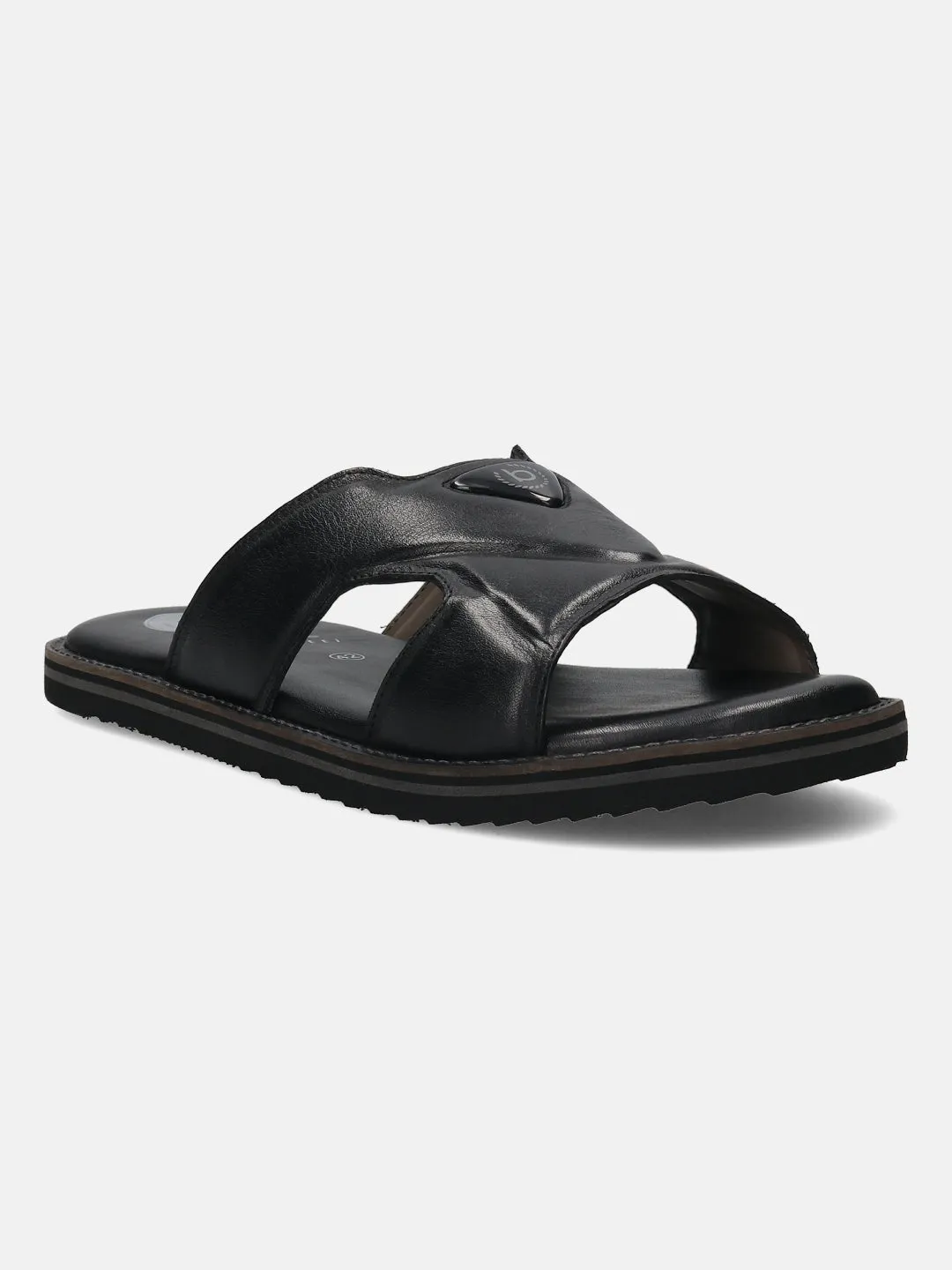 bugatti Black Premium Leather Sandals