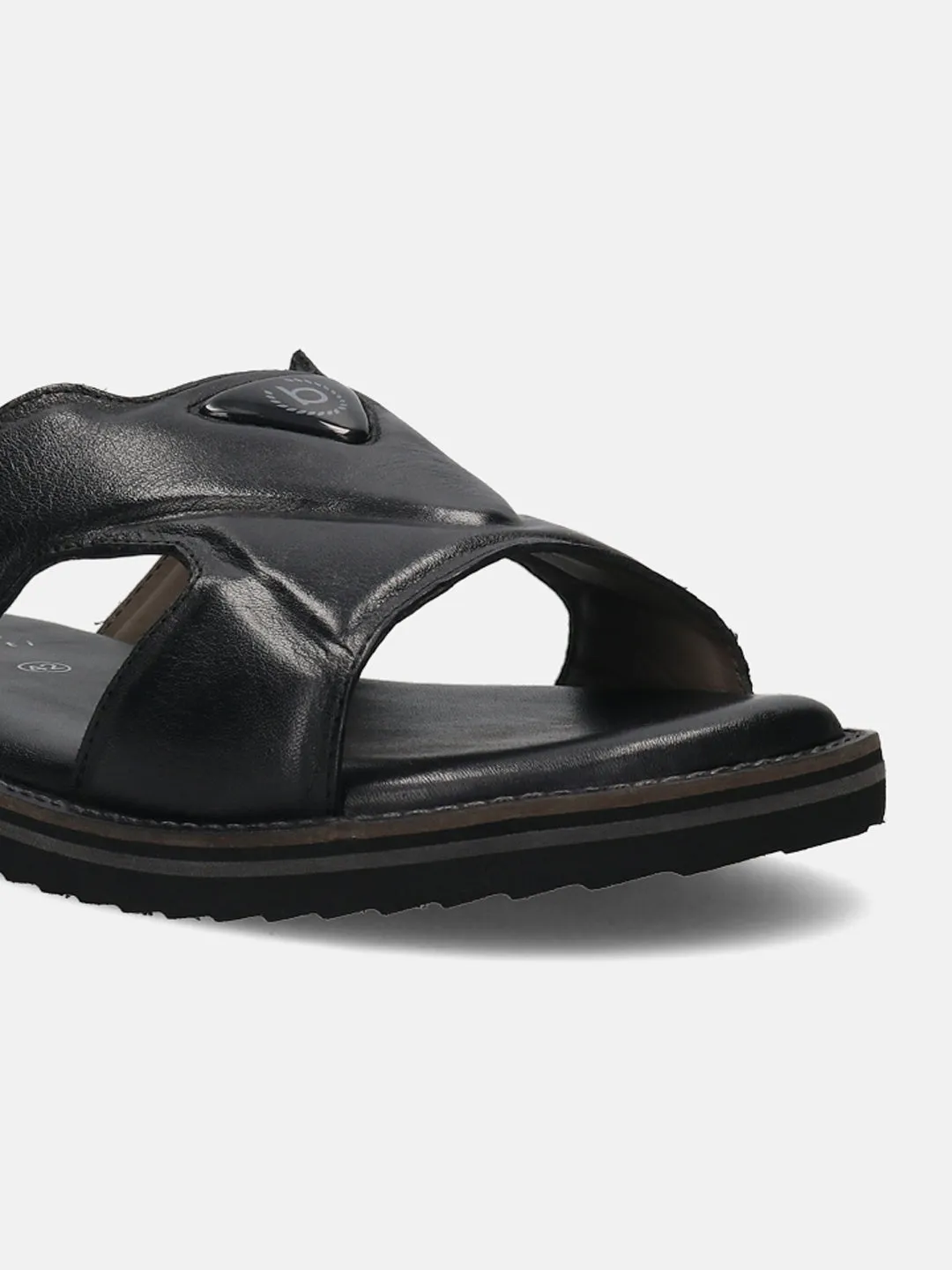 bugatti Black Premium Leather Sandals