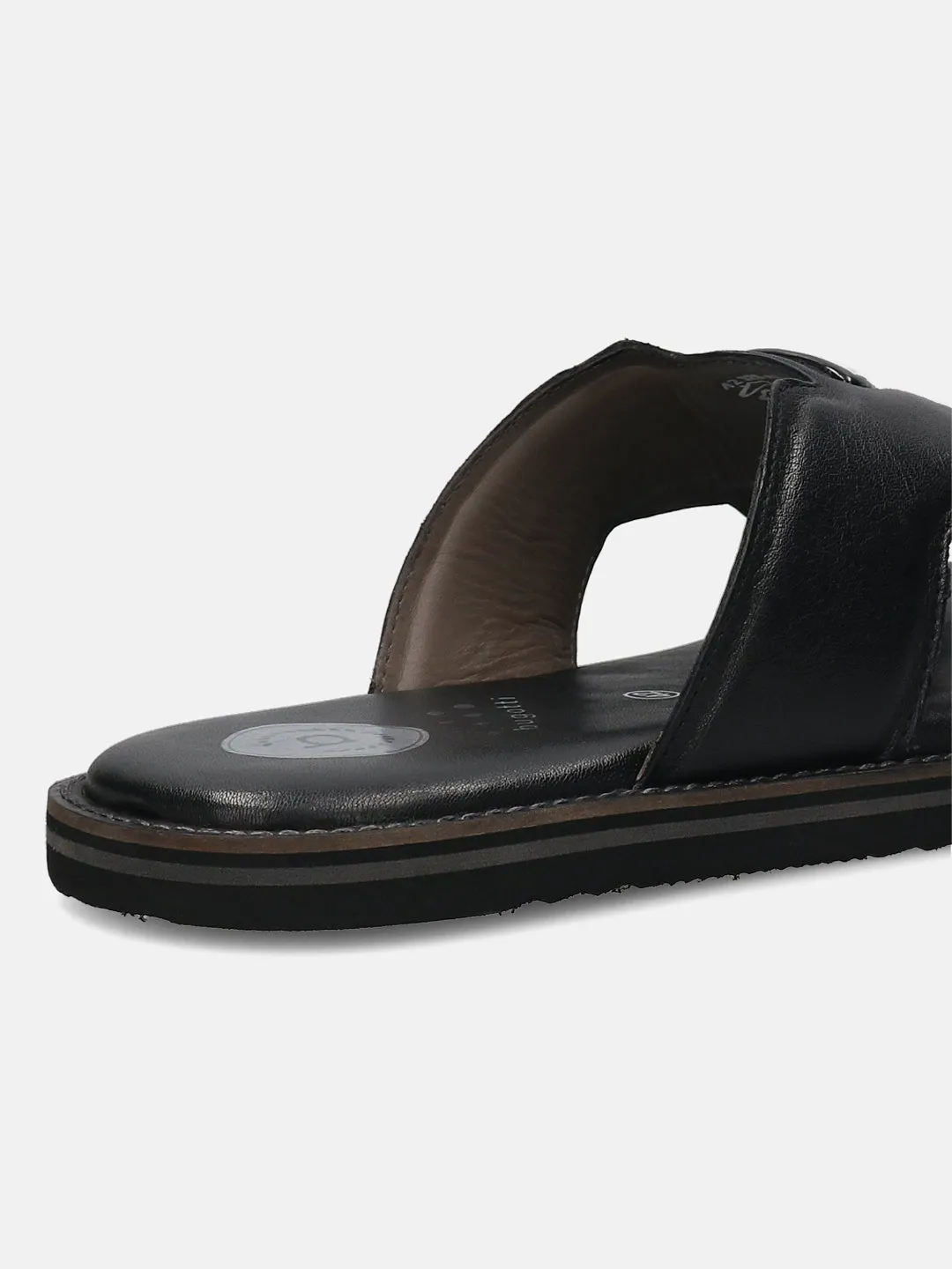 bugatti Black Premium Leather Sandals