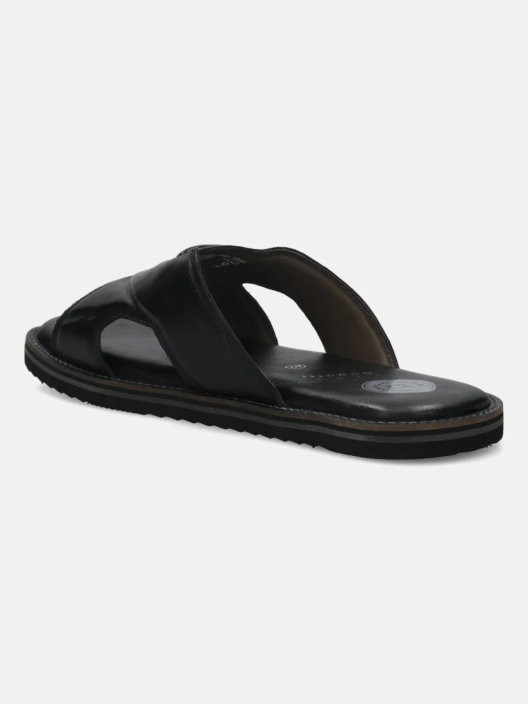 bugatti Black Premium Leather Sandals
