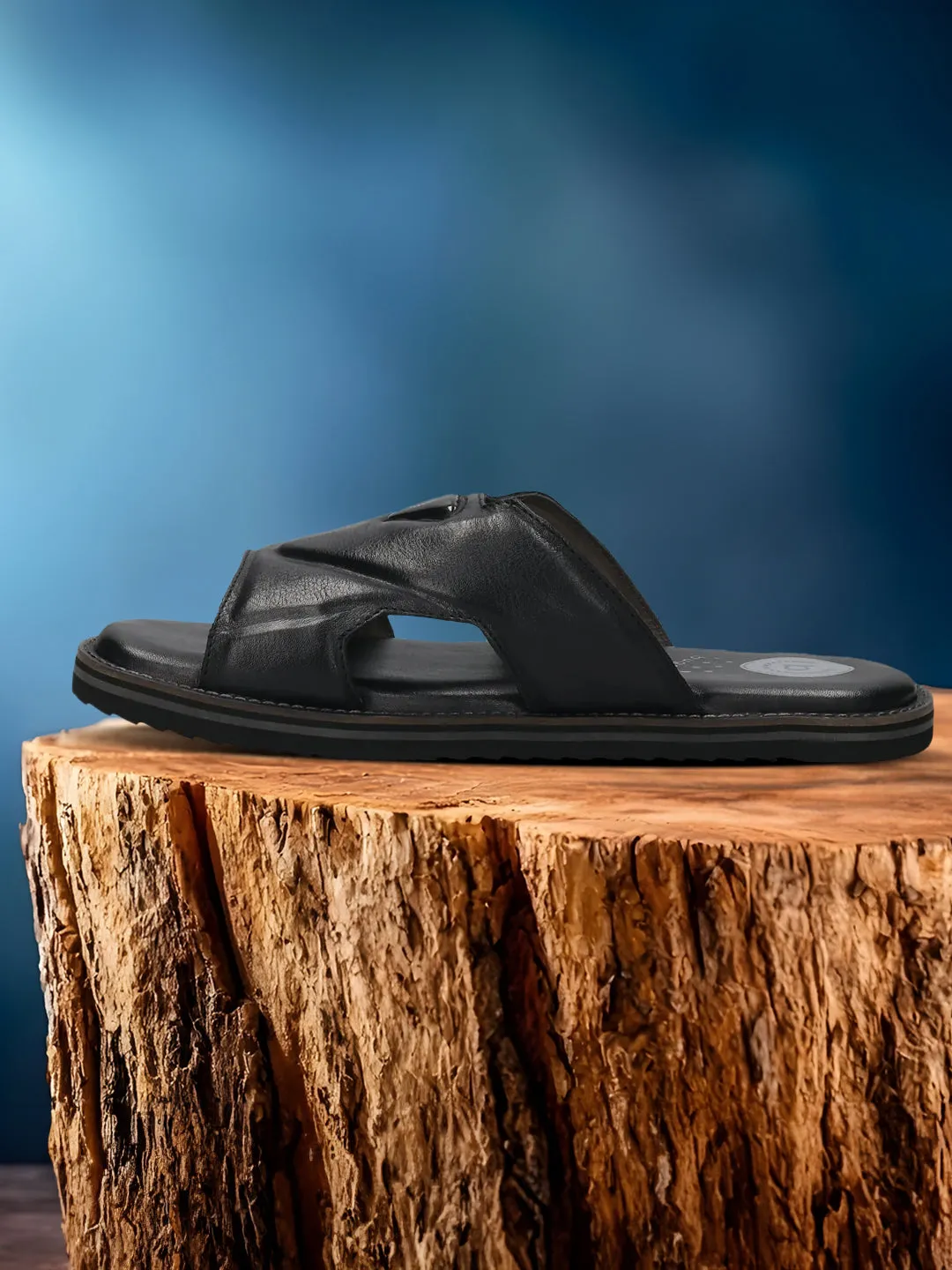 bugatti Black Premium Leather Sandals