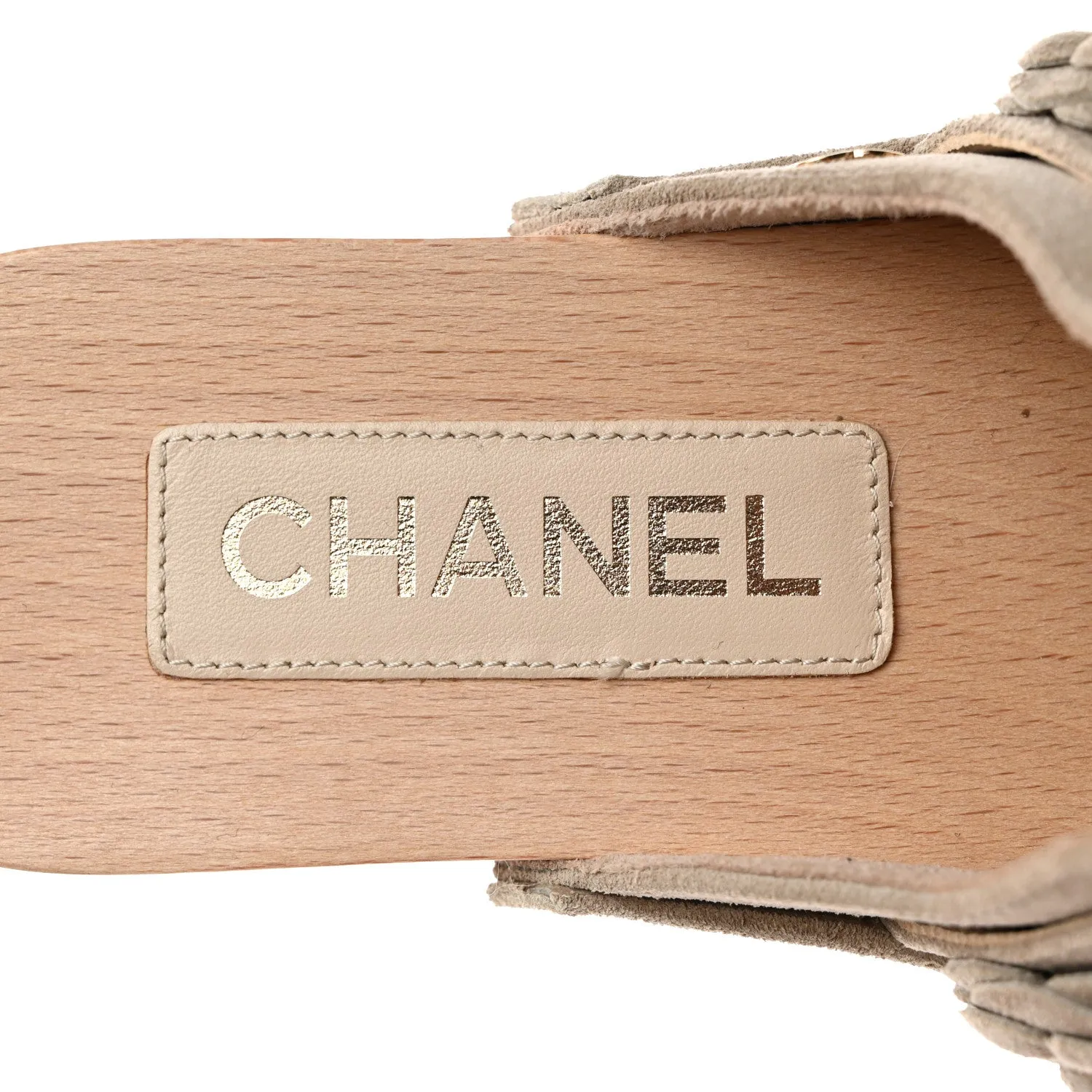 CHANEL CALFSKIN SUEDE CAMELLIA MULES CLOGS