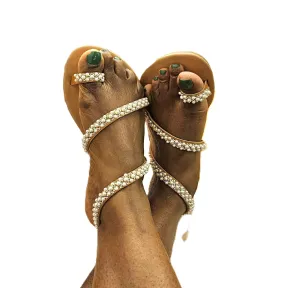 Comfy Rhinestone Sandals-Flat