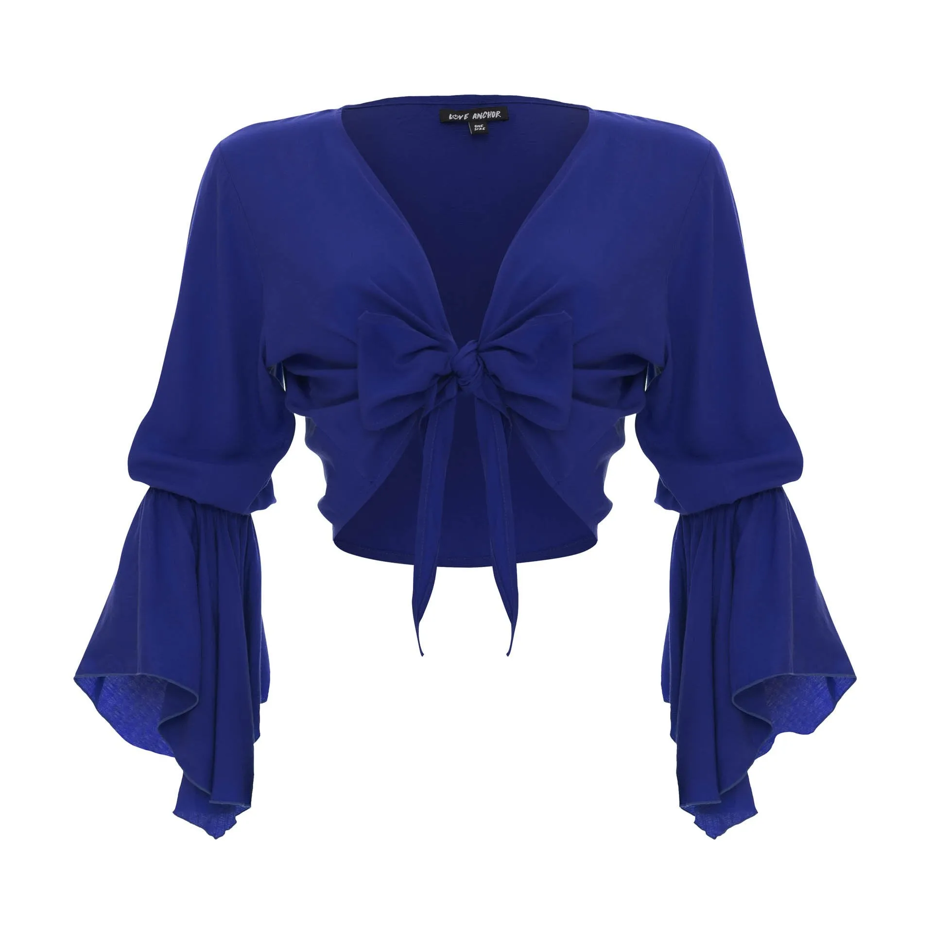 Cropped Gypsy, Plain, Long Flounce  Sleeve Top, Wholesale