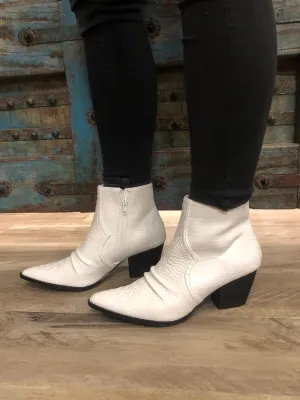 Devon White Snake Bootie