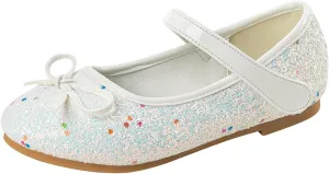 Girls Wedding Party Low Heel Flats Rhinestones Bow Ballet Glitter Mary Jane Shoes Shining Ankle Strap Flower Shoes