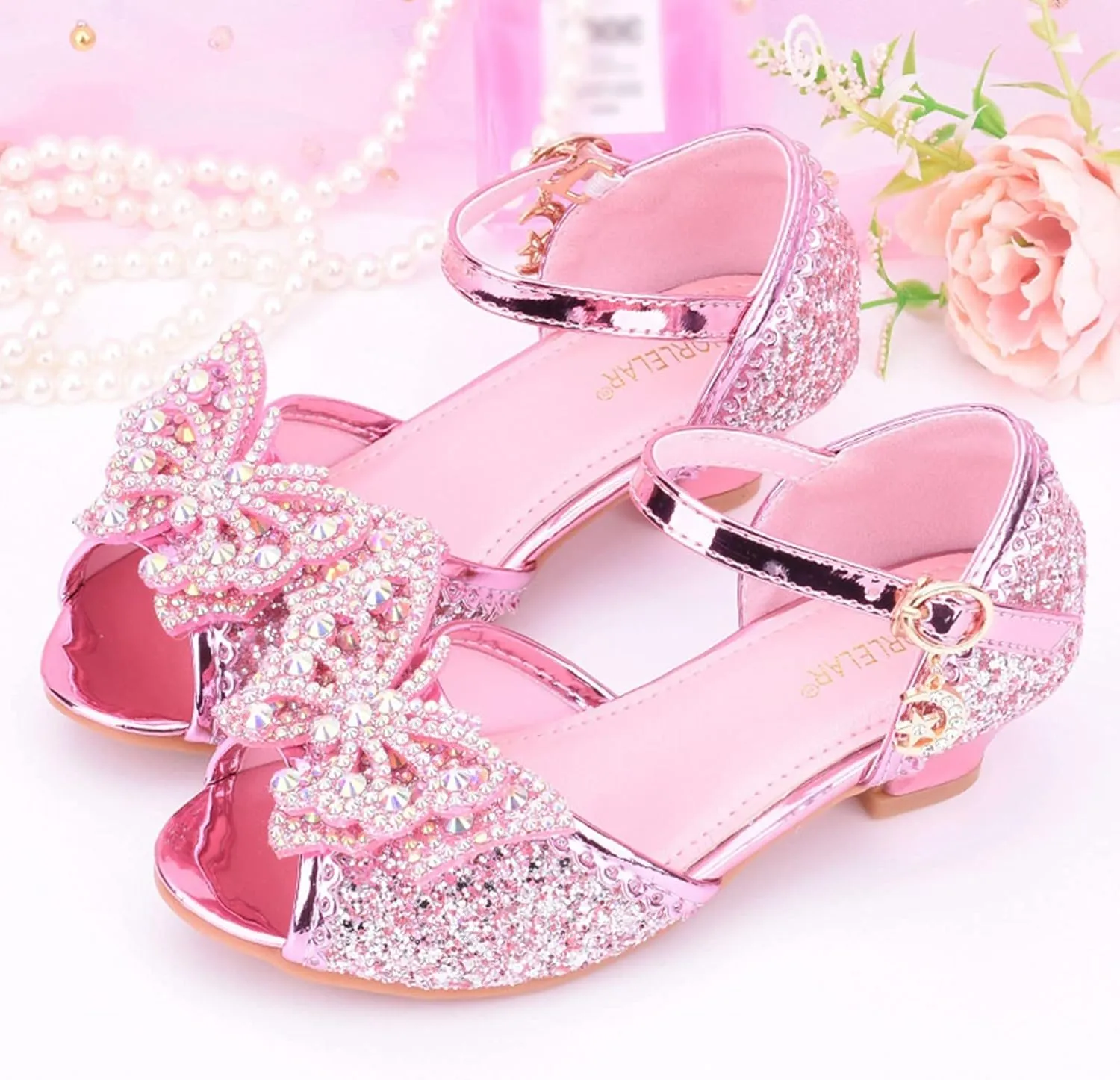 Kids Girls Glitter Butterfly Sandals Sequin hinestone Dress Shoes Little/Big Kids Princess Fashion Shiny Shoes