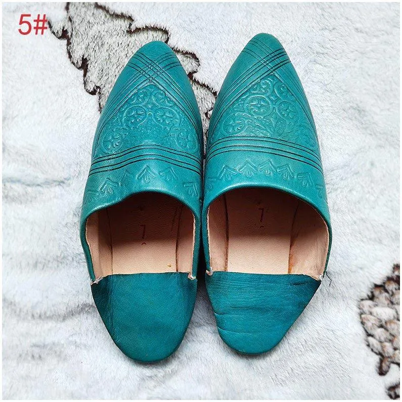 Leather Pointed Toe Mules Slippers Home Shoes Prayer