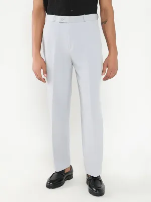 Men Grey Solid Formal Pleated Trousers