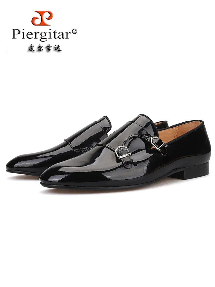 New handmade men's slip-on leather shoes European and American style wedding party patent leather loafers formal shoes