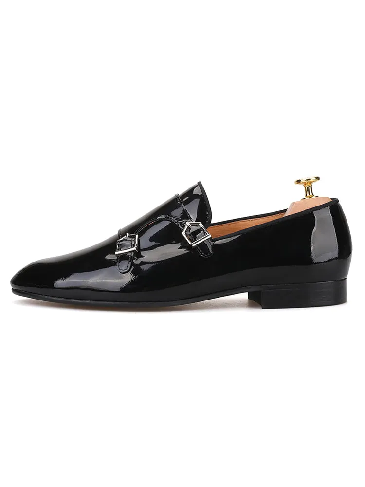 New handmade men's slip-on leather shoes European and American style wedding party patent leather loafers formal shoes
