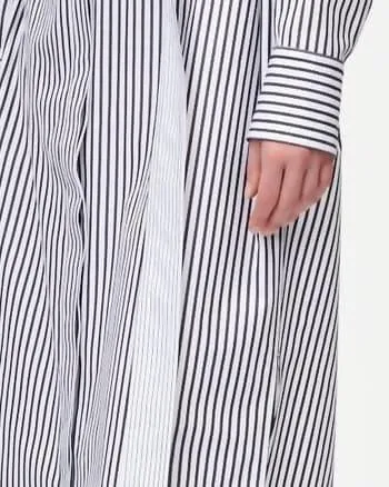 Oversized Belted Shirt Dress in Black/White Stripe | Black/White Stripe
