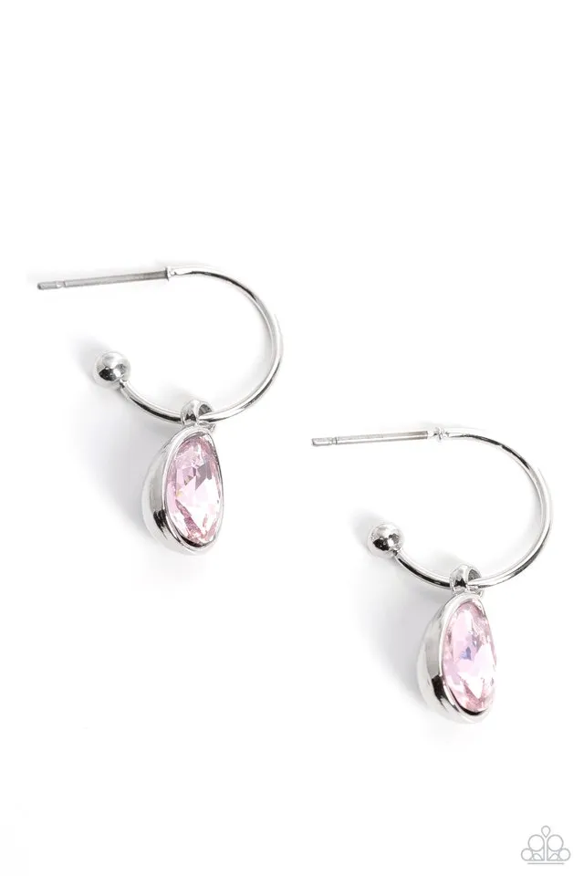 Paparazzi Earring ~ Teardrop Tassel - Pink