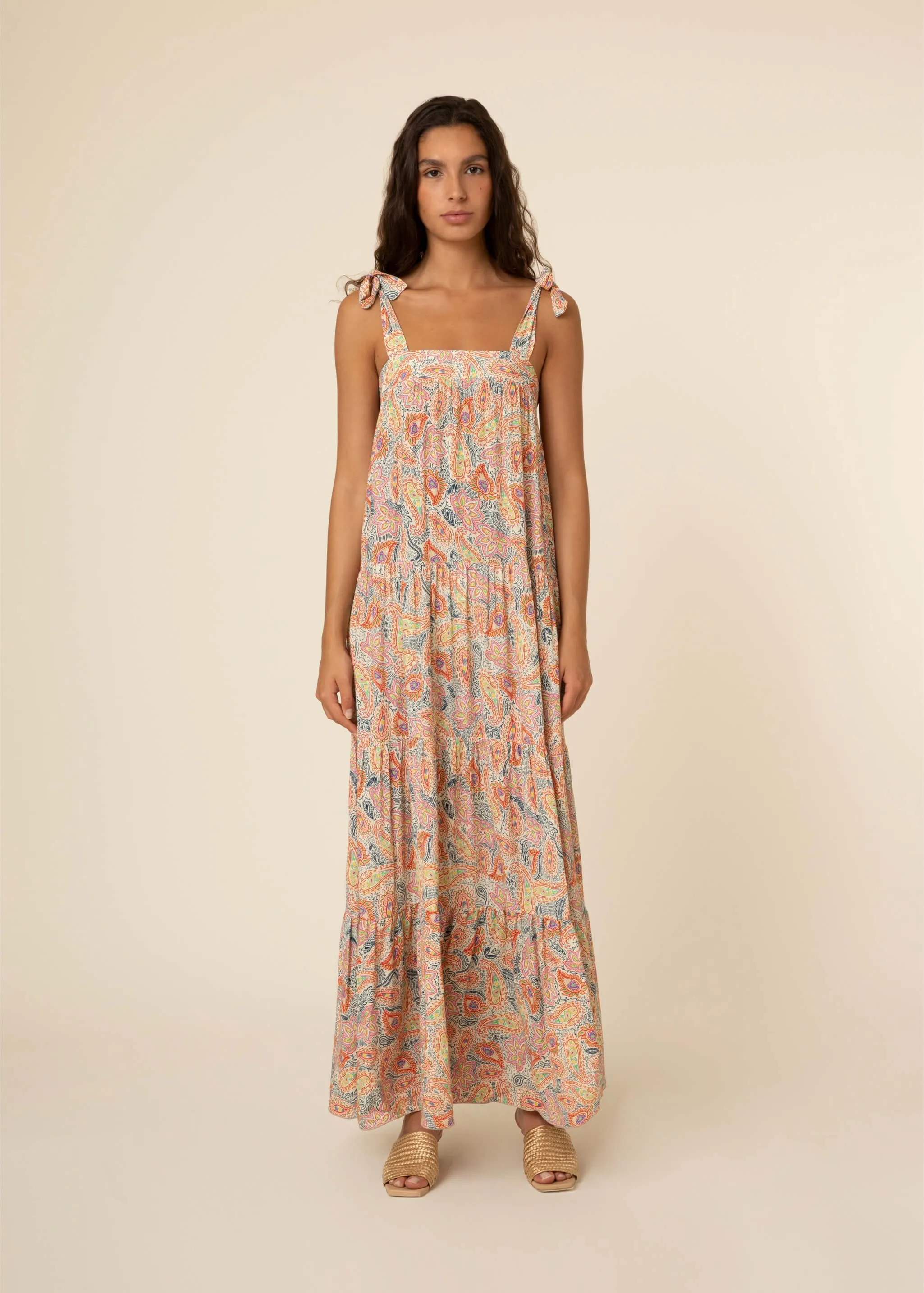 Rawen Hand Drawn Paisley Print Boho Maxi dress by Frnch
