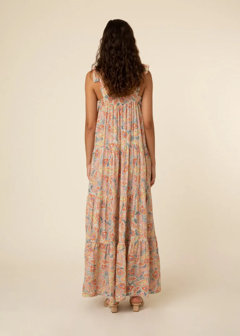 Rawen Hand Drawn Paisley Print Boho Maxi dress by Frnch