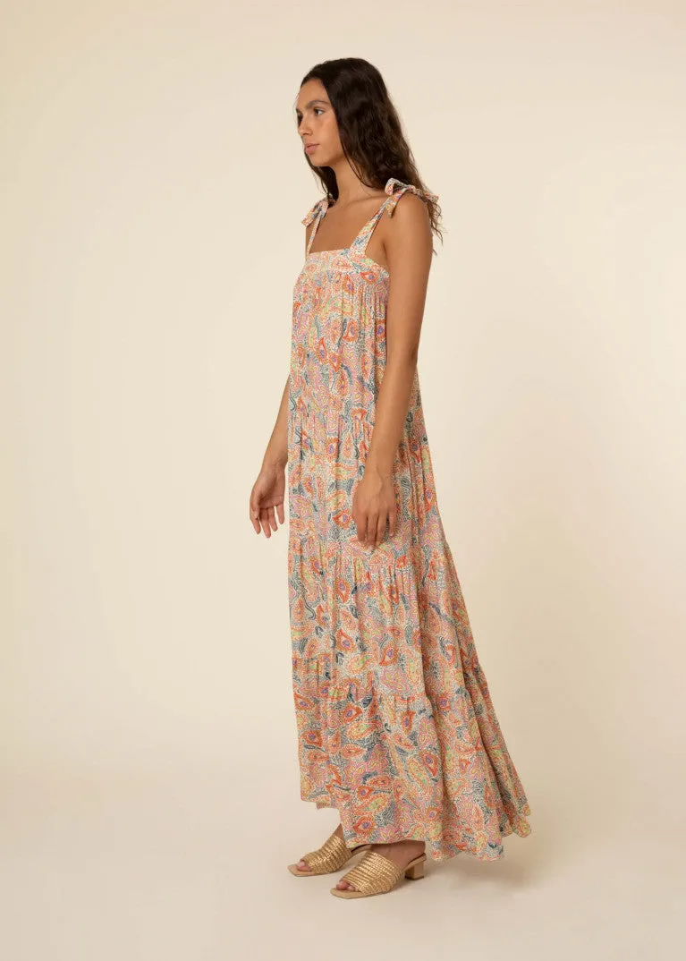 Rawen Hand Drawn Paisley Print Boho Maxi dress by Frnch