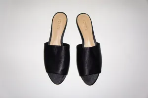 Schutz "Livina" black flat satin mules