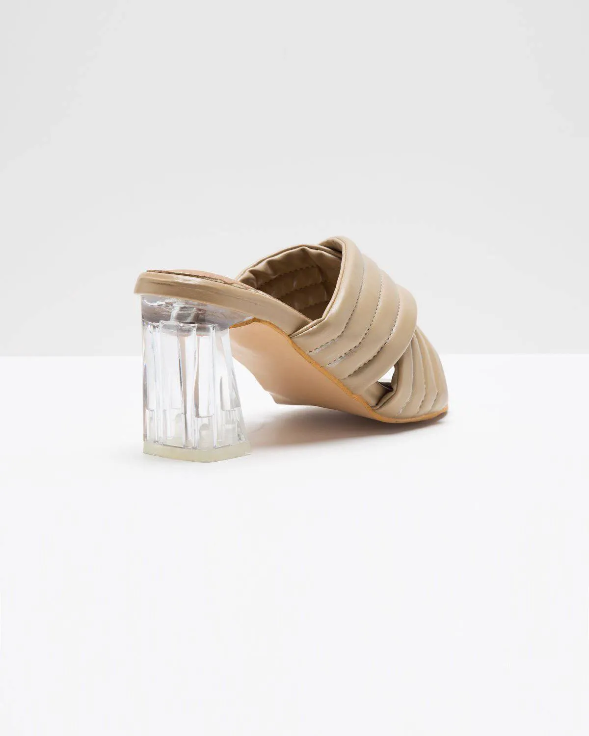 Super Cushioned Cross Strapped Heels - Nude Beige
