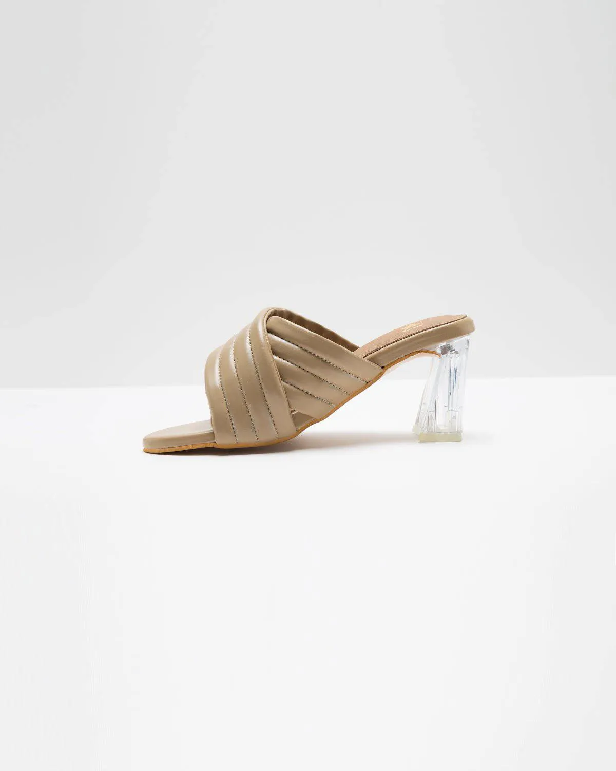 Super Cushioned Cross Strapped Heels - Nude Beige