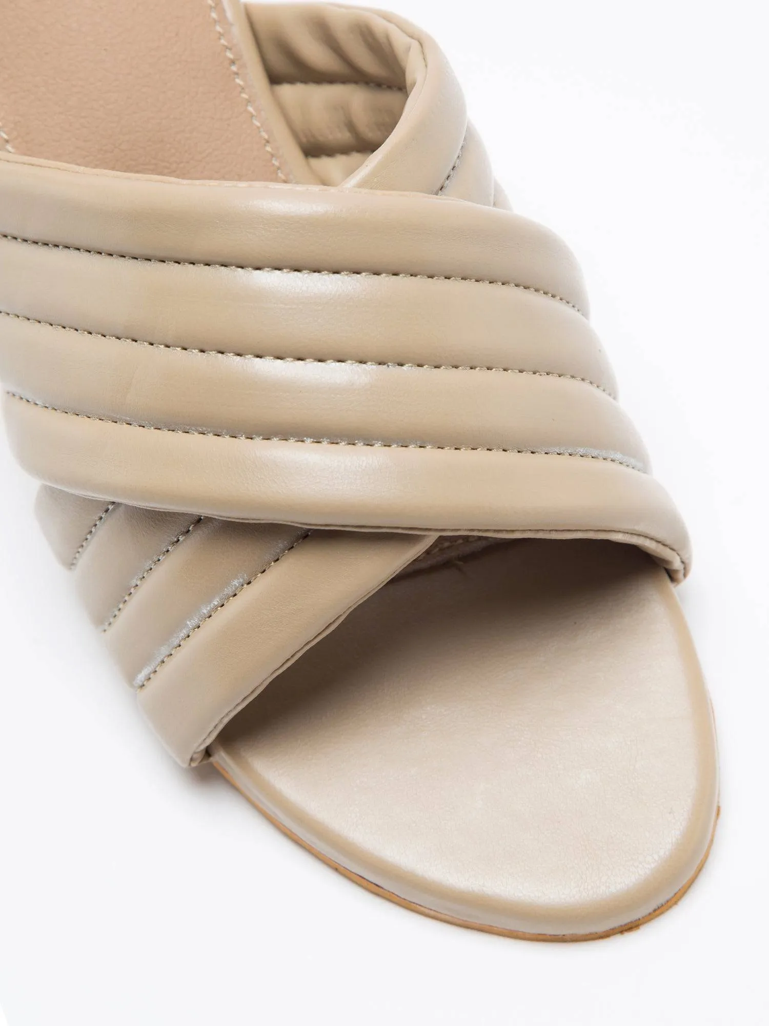 Super Cushioned Cross Strapped Heels - Nude Beige