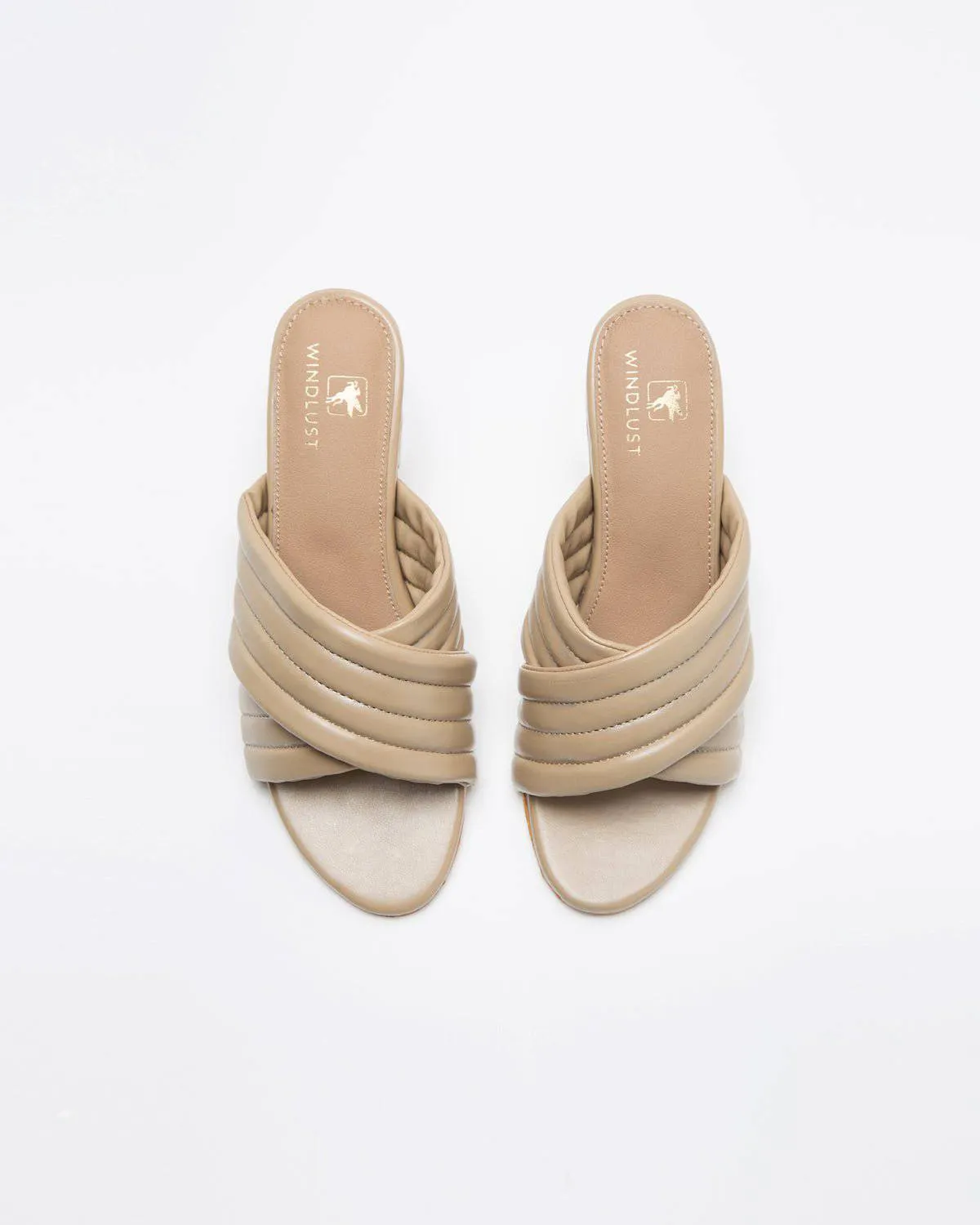 Super Cushioned Cross Strapped Heels - Nude Beige