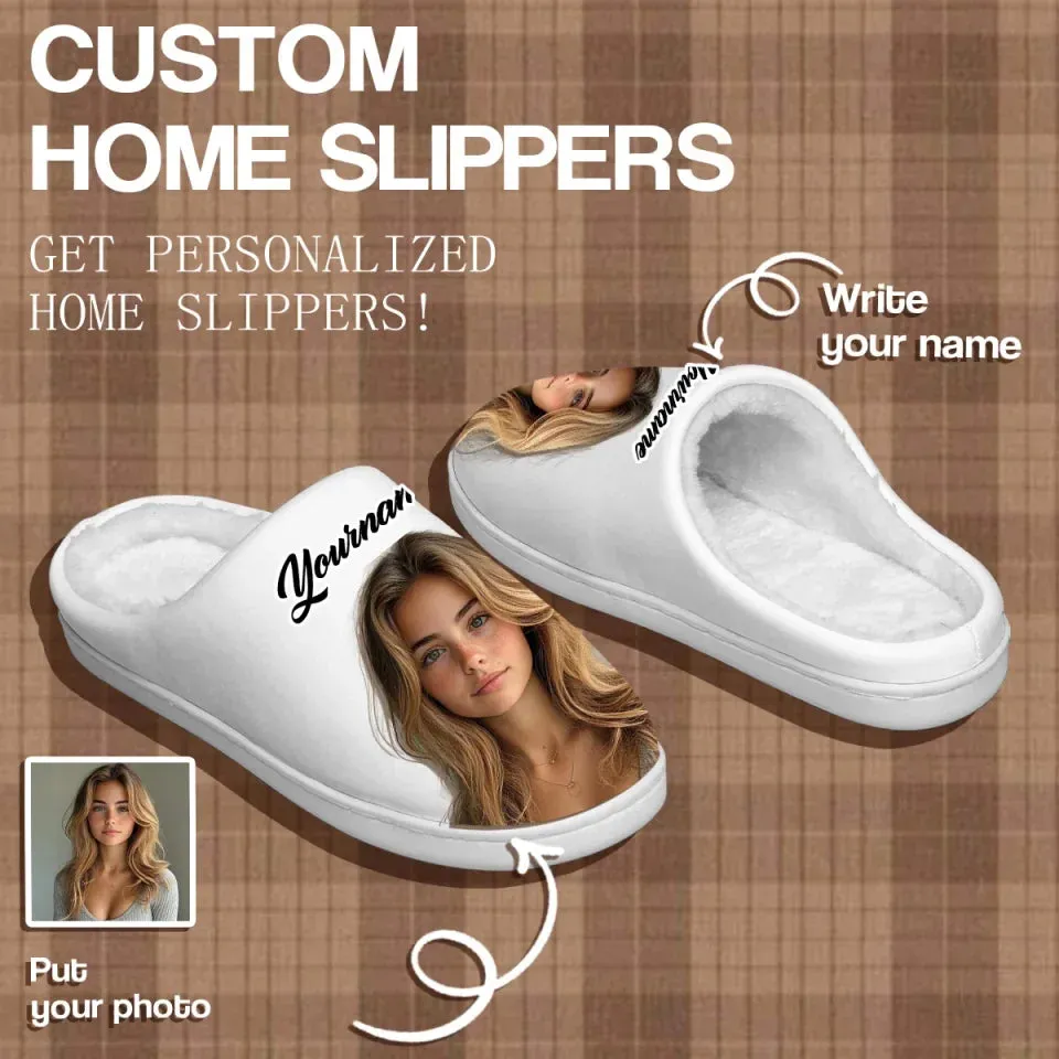 Unique Gift,Personalized Image Home Indoor Slippers, Custom Cozy Slippers, Couples Slippers
