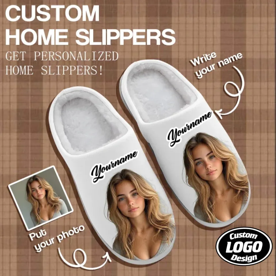 Unique Gift,Personalized Image Home Indoor Slippers, Custom Cozy Slippers, Couples Slippers